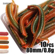 10pcs 8cm Fishing Lure Soft Bait, TPR Material With Strong Elasticity, Bionic Worm Design Simulate Fishing Bait - Multicolor - View 2