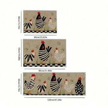 Tappeto in materiale spugnoso 3D con stampa stile rurale di animali e polli, tappeto per pavimento di stanza, tappeto da cucina, tappetino da bagno ad asciugatura rapida, decorazione per la casa in cucina - Multicolore - Visualizzare 3