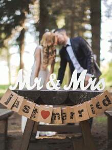 3 stuks/set witte houten Mr en Miss houten letters, set, Mr & Mrs bord voor bruiloftstafel, feestdecoratie hoofdtafel bruiloft houten letter, Just Married bord jubileumfeest Valentijnsdag decor, bruiloftstafel decor