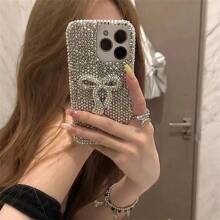 Bow-KnotLuxury Rhinestone Bowknot Design Silver Phone Case Compatible With IPhone 14 Pro Max, 14 Pro, 14, IPhone 15 Pro Max, 15 Pro, 15, IPhone 16 Pro Max, 16 Pro, 16, New IPhone 13, 11, 12 Women Style