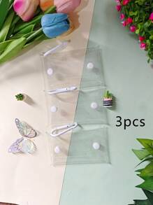 3PCS Solid Color Clear Minimalist And Casual Waterproof Storage Bag Small PVC Clear Mini Female Purses Women Kids Girls Key Earphone Coin Storage Bags Wallet Pouch Transparent Coin Purse With Handle Portable Mini Bag Lightweight Clear Bag For Travel And School For Men And Women Travel Accessories