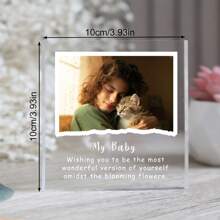 1 pieza Adorno de escritorio de acrílico 3D con foto personalizada, marco de fotos transparente 3D, efecto de borde de papel desprendible, personaliza tus regalos exclusivos, regalos de cumpleaños, regalos festivos, los mejores regalos para buenos amigos, padres y parejas, recuerdos, escritorio, sala de estar, dormitorio, mesita de noche