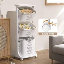 3 Tier Laundry Basket Washing Hamper Bathroom Rolling Cart Organizer Shelf Clothes Storage Bin With 4 Wheels The Best Gift/Present For Family&Friends Happy Christmaslaundry Hamper,Washing Basketbathroom Organizer,Basket,Storage Basket,Foldable Laundry Basket - White Three-layer - View 10