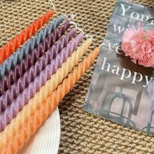 A Box Of 4 Morandi Gradient Colored Threaded 10 Inch Long Candles, Suitable For Home Use, Romantic Weddings, Decoration, And Candlelight Dinners Gifts Birthday Graduation - Multicolor - View 8