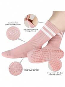 1 Paar Damen Grip Pilates Socken, rutschfeste Yoga Lässig Socken, geeignet für Barre Fitness, medizinisch lange Strumpfhosen Socken