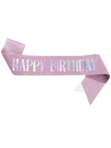 1Pc, 'Happy Birthday' Sash Ribbon For Women And Men, Happy Birthday Sash Hot Pink White Rose Gold Black With Iridescent Foil Sash For 16th 18th 21st 30th 40th 50th 60th 70th 80th 90th Birthday Sash Gift Or Any Day Party Birthday Party, For Any Age - Multicolor - View 13