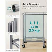 Laundry Basket With Wheels, 3-Section Rolling Laundry Hamper, 52.8 Gallons (200L), Removable Liner, Steel Frame With Handle, Blanket Storage, 35.8 X 15.4 X 31.9 Inches, Cream White URLS005W01