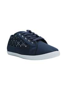 Fresh And Sweet, Comfortable And Versatile, Hollow Decoration, Flat Canvas Shoes - Blue - View 2