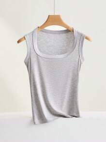 Juego de 3 tops camiseta interior sin mangas de mujer de mezcla de algodón sin costuras, capa base elástica
