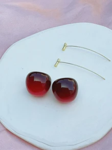 1 par de brincos de frutas vermelhas de cereja para mulheres, Design doce, versátil, pessoal e fashion para uso cotidiano