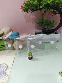 3PCS Solid Color Clear Minimalist And Casual Waterproof Storage Bag Small PVC Clear Mini Female Purses Women Kids Girls Key Earphone Coin Storage Bags Wallet Pouch Transparent Coin Purse With Handle Portable Mini Bag Lightweight Clear Bag For Travel And School For Men And Women Travel Accessories