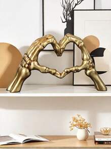 1 pièce Statuette de geste de la main pour bureau, ornements d'amour, statue de crâne de couple, décoration de mariage et de maison créative pour le bureau, figurines en forme de cœur pour étagère de salon, table de café, centre-pièce, convient pour la décoration de la maison, de la chambre, du bureau et des étudiants, le meilleur cadeau de Noël, cadeau de la Saint-Valentin en hiver