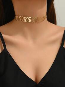 1pc Women's Simple Creative Geometric Wavy Choker Necklace, Elegant Personalized Casual Versatile For Vacation, Party, Graduation Season Gift