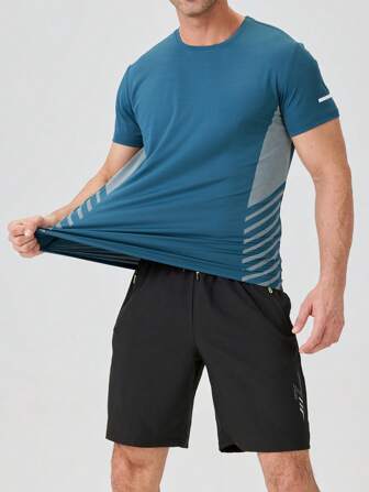 2025 Summer New Fashion Men's Sports Running Training Breathable Icy Silk Casual Short Sleeve T-Shirt And Shorts Set