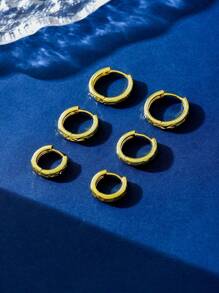 1 对迷人 925 纯银 12 毫米 - 16 毫米简约亮面圆形耳钉女士周年纪念女友生日礼物约会日常佩戴耳环精美珠宝 - 款式3 - 查看 6