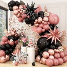 106Pcs Dusty Pink And Black Balloon Arch,Balloon Garland With Star Foil Balloons Metallic Rose Gold Balloons Retro Pink Balloons For Birthday Wedding Bachelorette Party Decorations Gifts Graduation Birthday Decorations Bachelorette Decor Graduation Decorations
