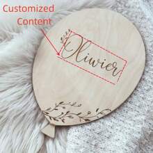 Globo de madera personalizado con cartel de nombre personalizado, decoración para cuarto de niños, hecho de madera natural