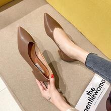 Blockabsatz Pumps New Soft Leather Women's Shoes Flat Pointed High Heels Soft Sole Professional Shoes