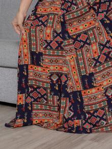 中东、阿拉伯、休闲、波西米亚、刺绣、文艺、复古、度假旅行长裙，端庄 - 彩色 - 查看 5