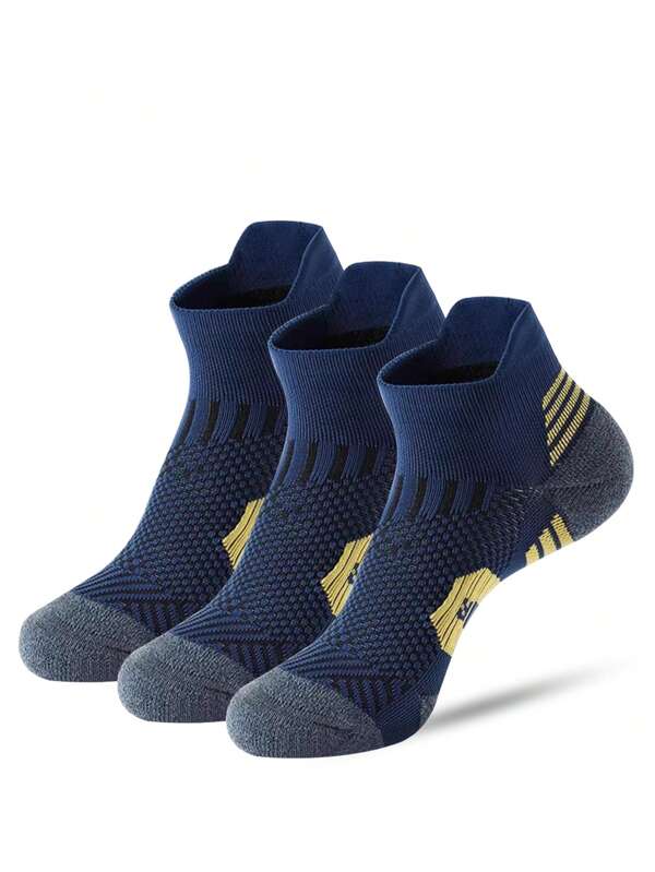 3 Pairs Profession Sports Socks For Man Marathon Running Short Socks Man Women Outdoor Fitness Compress Ankle Socks Thick Towel Bottom Basketball Socks Men Plus Size 37-45