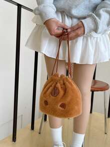 Trousse de maquillage mignonne, animal en peluche, sac à main amusant, sac de toilette, portefeuille pour le shopping et les loisirs