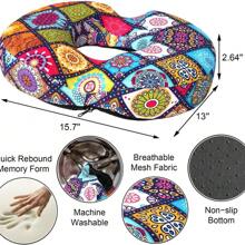 Donut Pillow For Hemorrhoids Seat Cushion For Tailbone Pain Relief - Boho Home Office Chair Cushion For Long Sitting Work - Memory Foam Car Seat Cushions For Driving Butt Pain Pressure Relief - 格子 - 查看 5