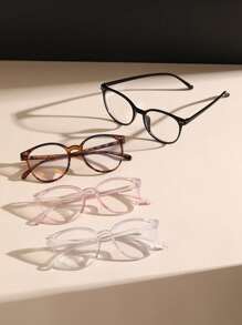 4pcs Geometric Frame Colorful Plastic Boho Fashion Leopard Print Pink Black Clear Glasses For Teenagers Daily Outdoor School Accessories