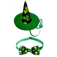 Pet Dog Saint Patrick's Day Costume Green Dog Top Hat And 1 Pc Pet Bow Tie Collars For Dogs Cats Puppy Kitten