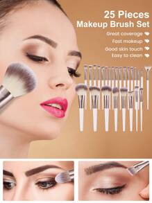 32PCS All-In-One Make-up Geschenkset | 25 stuks Make-up Kwasten + 7 stuks Make-upsponsjes & Puffs. Klaar voor op reis | Perfecte Cosmetische Kit Voor Haar | Verjaardag/Valentijnsdag Cadeau.9/25/32PCS