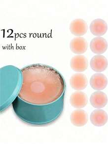 2/6/12 Reusable Silicone Nipple Strips For Women, Nude, With Silicone Breast Lift, Non-Slip/Breathable Seamless Self-Adhesive Invisible Nipple Strips, Strap, Lingerie And Lingerie Accessories, Outdoor Sports, Skin Tone/Light Pink/Bra Lift, Skin Tone, Wedding, Halter Top With Anti-Sag, Push-Up/Round/Flower Shape - Apricot - View 1