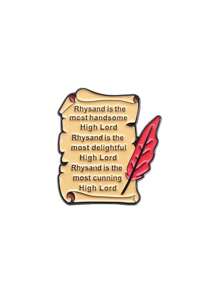 1pc Feather Design Quotation Decorative Brooch, Minimalist Zinc Alloy Novelty Accessory - A - View 6