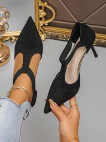 Women's Pointy Toe Stiletto High Heel Hollow Out Slip-On Sandals