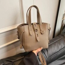 Mini Women Handbag, Basket Bag, Bucket Bag - Grey - View 9