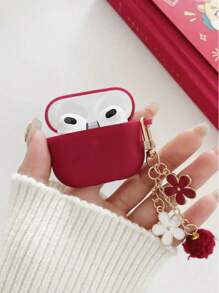 1pc Floral Chain Earphone Case Compatible With Apple , 1/2, 3/Pro/Pro 2 Wireless Earphones Protection Case, Boyfriend/Girlfriend Gift, Compatible With Airpods 4, Black And White - Matte Black - View 8