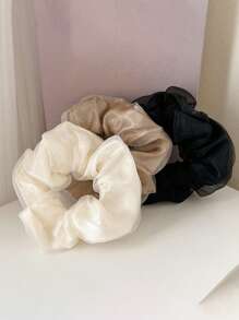 3 件/1 件优雅复古女士网状发圈，可爱街头时尚马尾辫夹，高品质舒适弹力发带，适合女士，4.33 英寸/11 厘米黑色/米色/咖啡色，适合日常、派对、节日、礼物、通勤