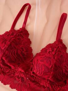 4pcs/Set Sexy Lace Bra Set, Wire-Free Supportive Backless Thin Cup Brassiere & Camisole Set - Nhiều màu - Xem 3
