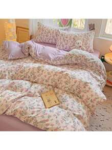 1pc Floral Print Pattern Fresh & Simple Soft Comfortable Washable Quilt Cover, Suitable For Dorm, Bedroom, Hotel Decor, All Seasons - Multicolor - View 8