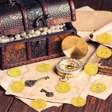 100PCS Pirate Coins Plastic Pirate Hunt Coins Toys Party Favors Fake Gold Coins Toys Party Supplies Pirate Adventure Themed Party Favors - Gold - View 4