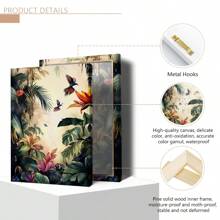 3 pièces/set Peinture de paysage de forêt tropicale imprimée sur canevas enveloppée sans cadre, set de décoration, style de peinture sur canevas moderne et déco art classique pour maison, bureau, salle de bain, salon, chambre, salle à manger - Paysage encré avec motifs de feuillage pour le printemps/été, utilisation intérieure et extérieure, thème art déco, affiches, décoration murale, accessoires de décoration moderne, botanique, animaux