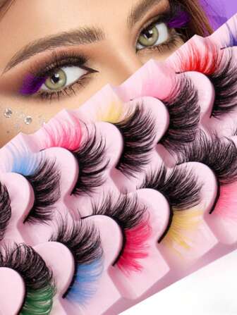 High-Quality Artificial Mink Eyelashes, 8 Pairs Colorful Lashes, Ideal Holiday Gift For Women, Enhance Your Look Instantly