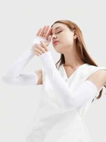 1 Pair Summer Ice Silk Sunscreen Sleeve Covers, Elastic, Non-Binding, Lightweight, Breathable, Suitable For Outdoor, Driving, Cycling, UV Protection - Multicolor - View 1