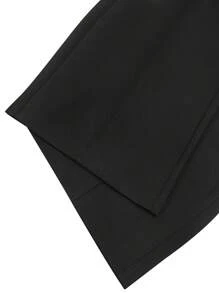 Women's Petite Solid Color Front Button Casual Slim Straight Leg Pants Trousers, Elegant For Commuting - Black - View 6