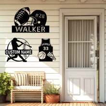 Customized Metal Logos For Football Decor, Basketball Decor, And Rugby Players,Room Decor Gifts For Football , Basketball, And Rugby Enthusiasts, Customized Wall Decorations For Football, Basketball, And Rugby Players, Player Name Logos, Gifts For Football Players, And Sports Wall Paintings Wall Decor Birthday Graduation