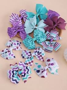 12pcs/Set Elegant Purple Floral Pattern Butterfly Hairclips, Sweet Cute Solid Hair Clips For Daily Use And Party