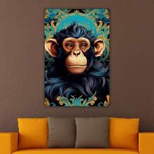 1 Piece Home Wall Decor Framed Canvas Monkey Pattern Canvas Wall Art Paintings For Living Room - Canvas Framed Print Wall Artworks Bedroom Decoration Office Wall Decor