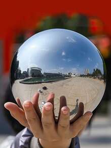 1 pezzo Sfera decorativa da giardino levigata in acciaio inox color argento, con riflessione a specchio, sfera cava rinforzata, sfera rotonda in acciaio inox