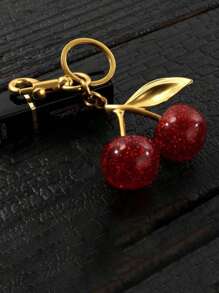1 beau porte-clés pendentif de sac en forme de cerise, porte-clés de sac pendentif cerise, accessoire de mode élégant pour les clés de voiture