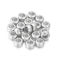 100pcs/Pack CCB Large Hole Spacer Beads, Flat Round Hollow Beads For Bracelet, Necklace, DIY Jewelry Making