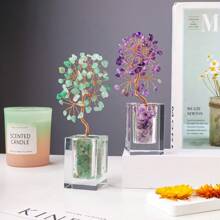 1PC Natural Crystal Gravel Specimen Stone Feng Shui Crystal Money Tree Drift Bottle Desktop Divination Home Decoration - Glass Bottle Crystal Tree - View 3