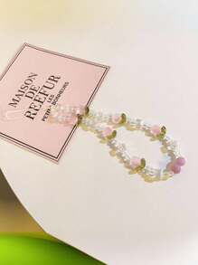 1 件简约郁金香花朵配件手机壳吊坠腕带，多功能日常装饰，适用于手机/相机，适合送给母亲、家人、朋友、生日、节日的手机饰品、手机链 - 粉色 - 查看 7